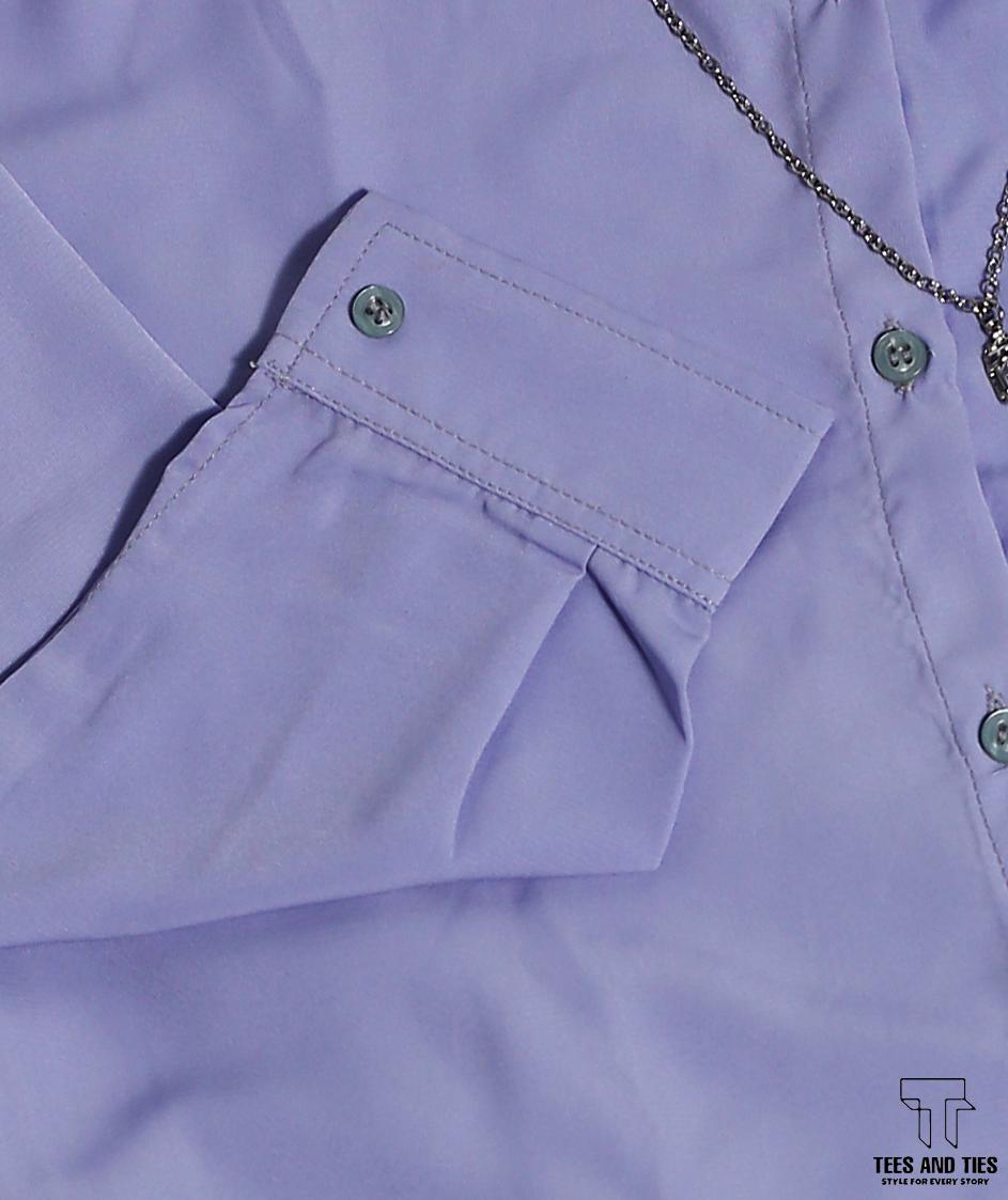 Black skirt with lilac button down