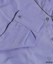 Black skirt with lilac button down