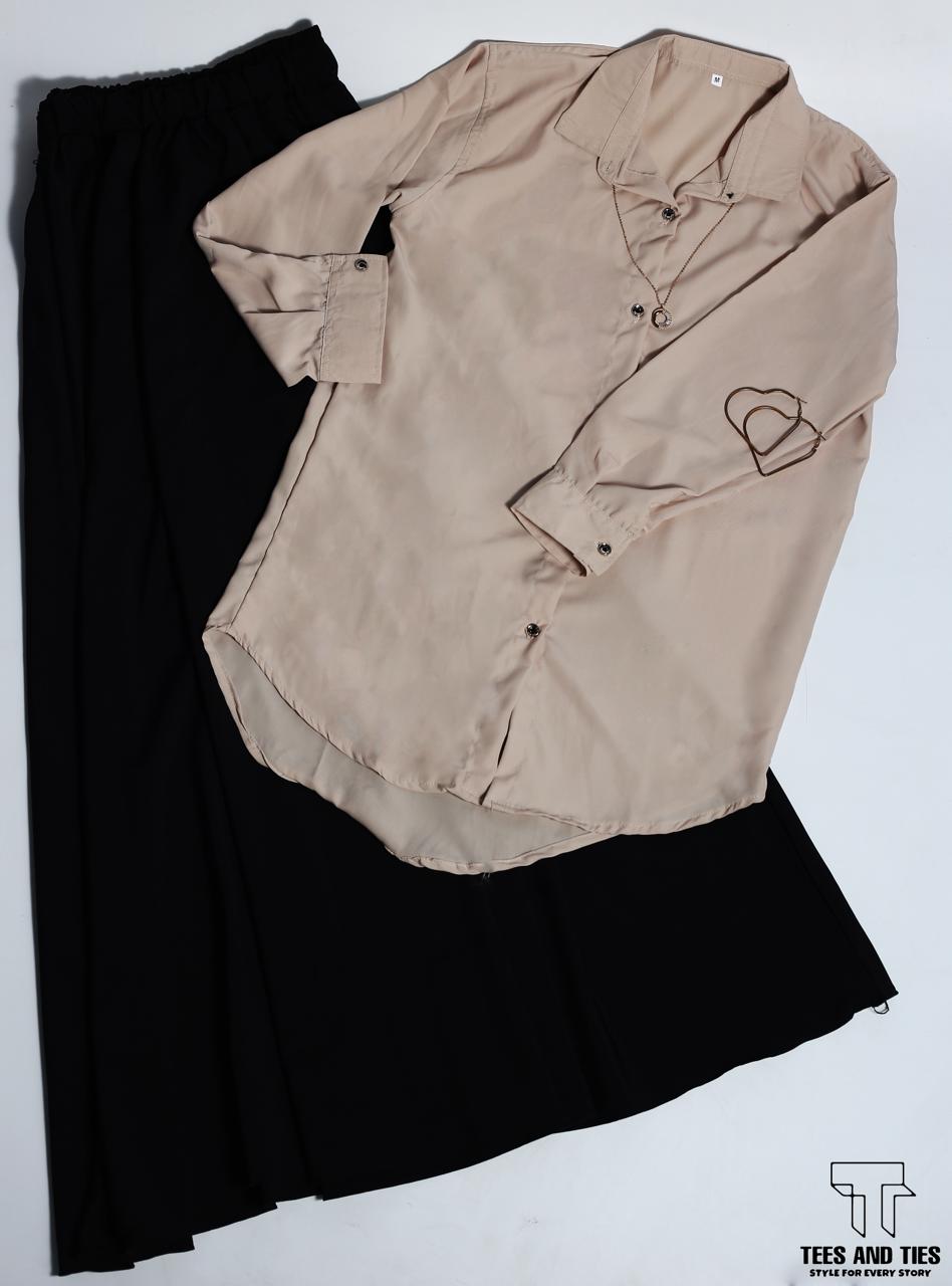 Black skirt with skin button down