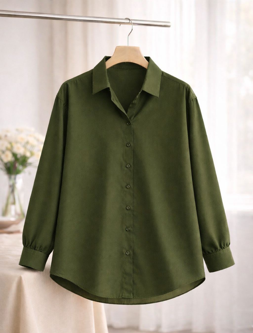Olive button down shirt