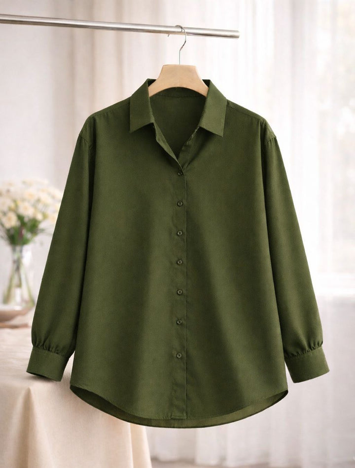 Olive button down shirt
