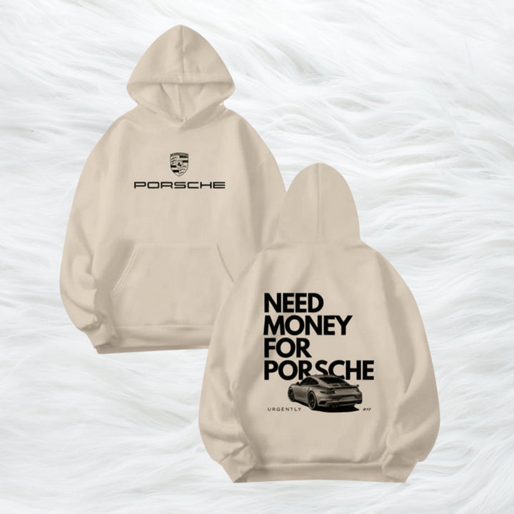 Porsche front and back beige hoodie