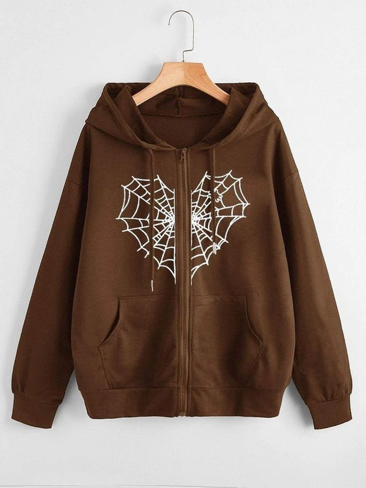Spider heart front brown zipper