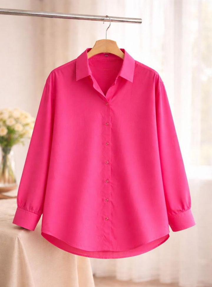Shocking pink button down shirt