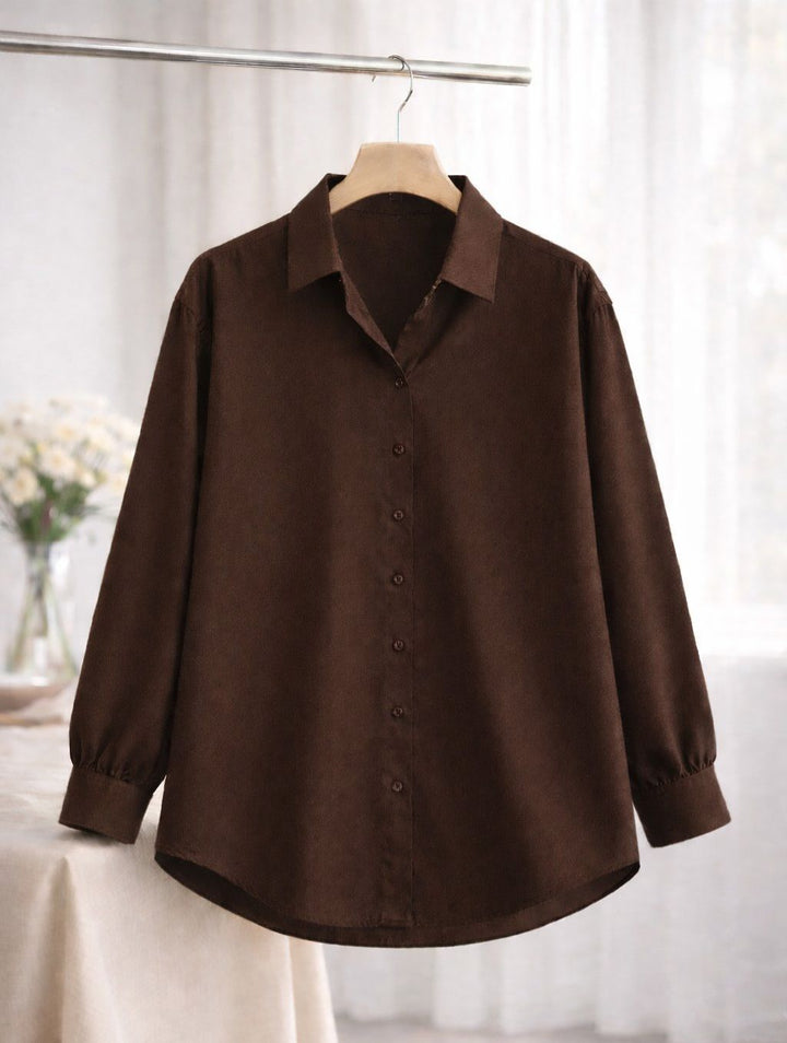 Dark brown button down shirt