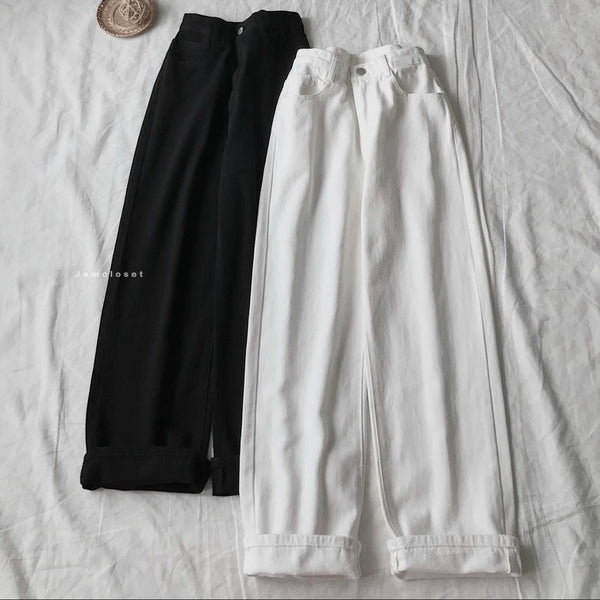 Pack of 2 wide leg jeans (black white )