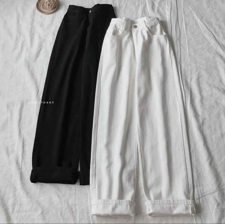Pack of 2 wide leg jeans (black white )