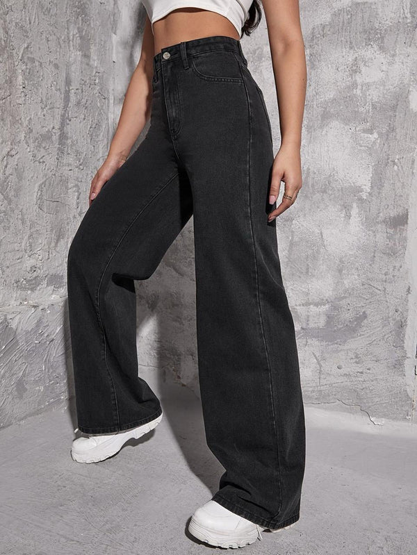Black wide leg jeans