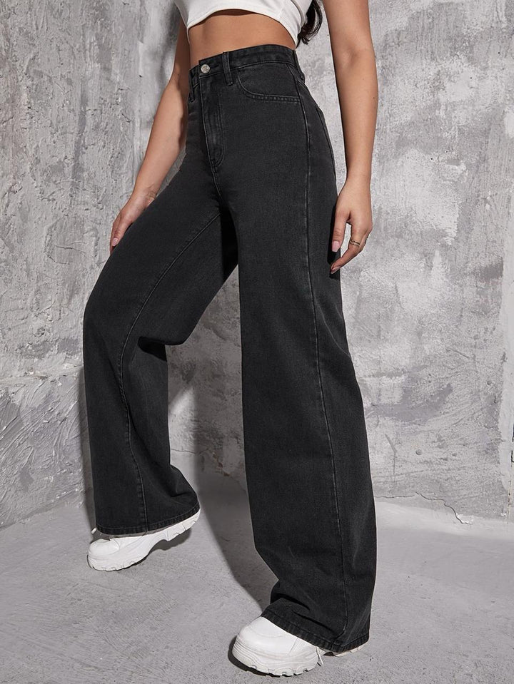 Black wide leg jeans