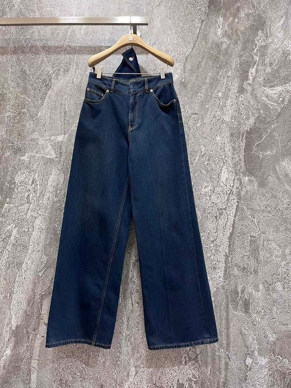 Dark blue wide leg jeans